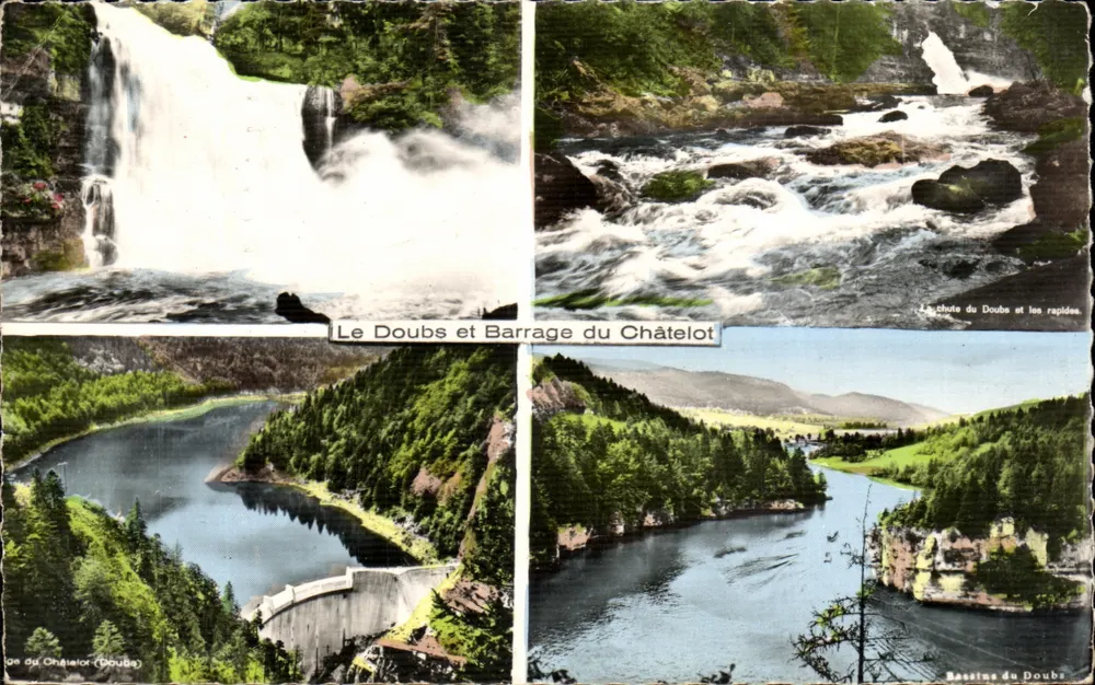 Der Doubs und der Châtelot-Staudamm — Panoramablick — Photo-Rotation J. Erd, Neuchâtel - Vorderseite