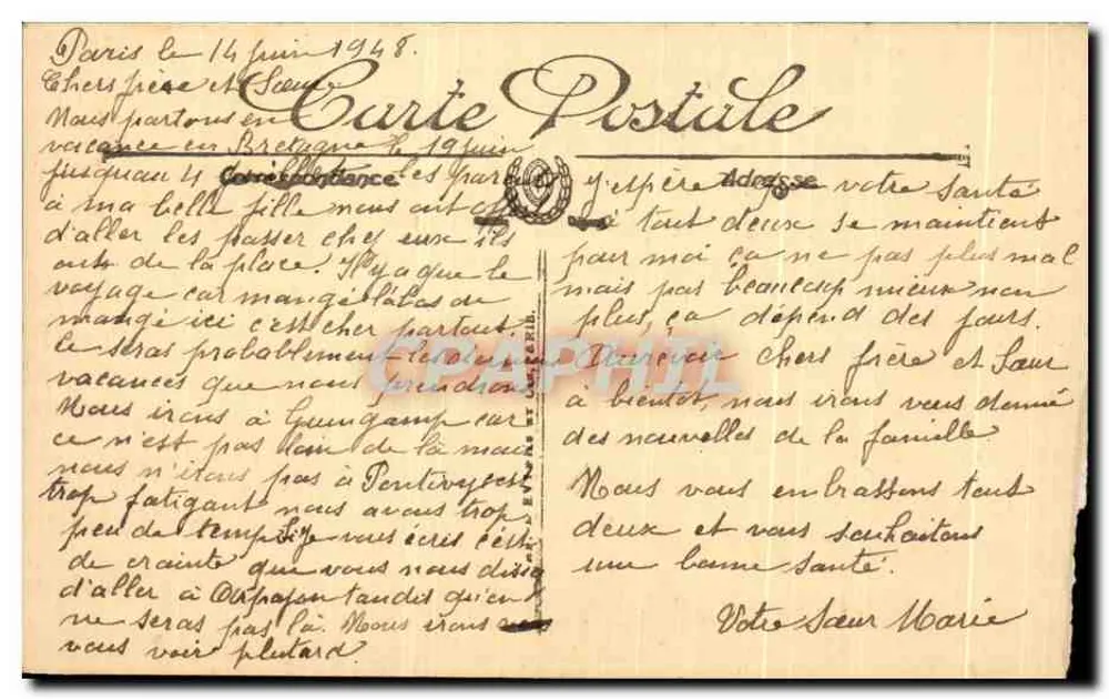 Belle-Île-en-Mer — Grotte de l’Apothicaire — éditeur : Imprimerie de la Grotte de l’Apothicaire, n° 29 - Rückseite