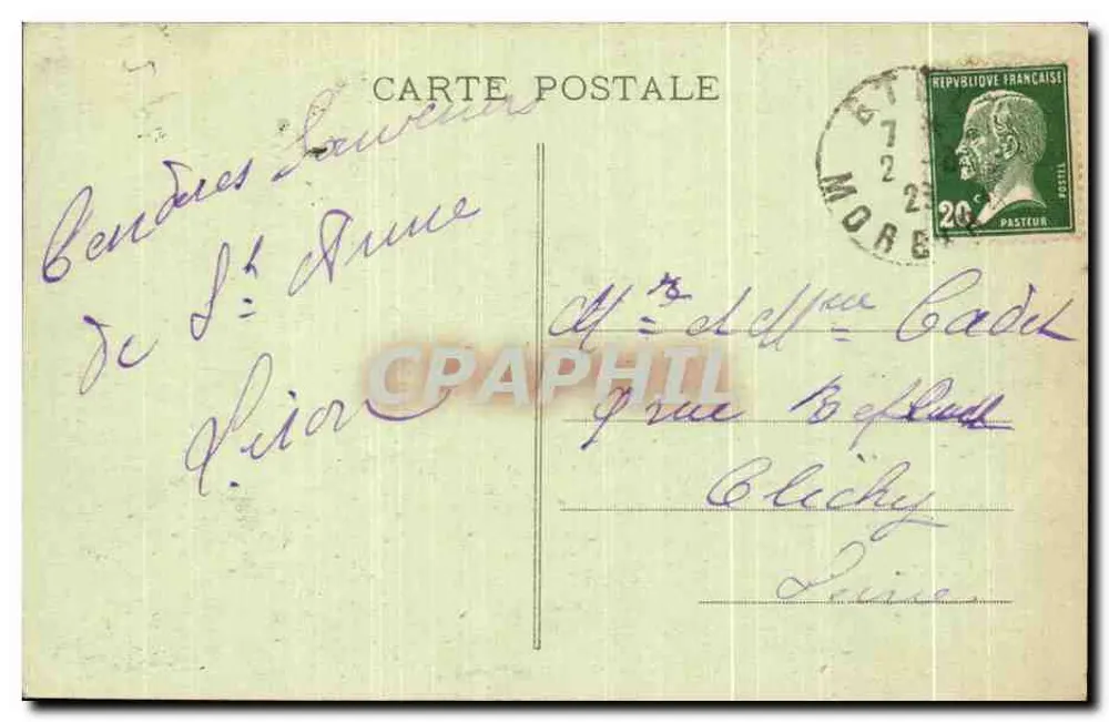 Estela de Sainte-Anne d'Auray — Basílica de Sainte-Anne — edição H. Bonamy, La Madeleine-les-Lille - Verso