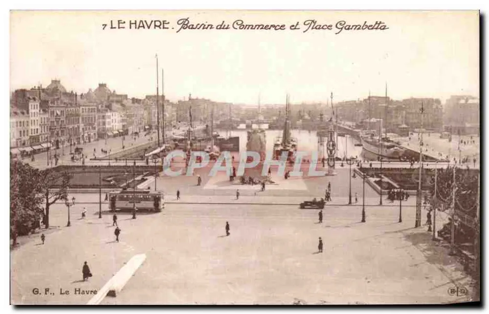 Le Havre - Bassin du Commerce und Place Gambetta — G. F., Le Havre, n°7 - Vorderseite