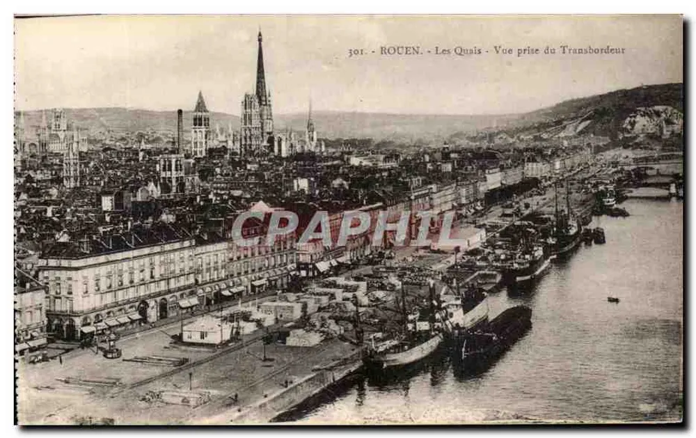 Rouen - Die Quais - Ansicht vom Transbordeur - Vorderseite