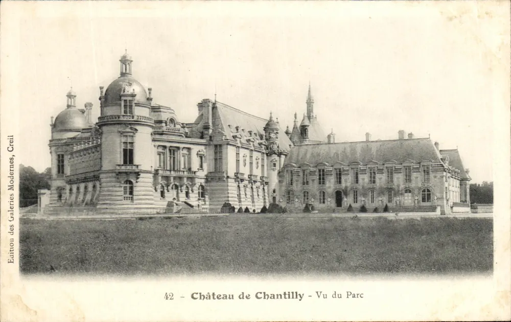 Castelo de Chantilly — Vista do Parque — Edição das Galerias Modernas, Creil - Frente
