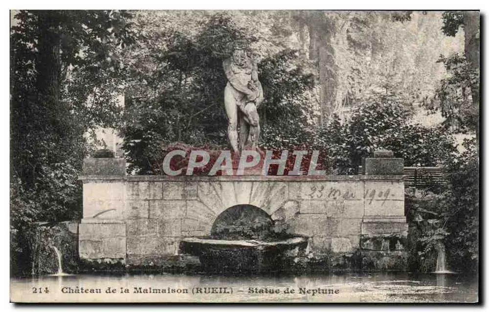 Castelo de La Malmaison (RUEIL) — Estátua de Netuno — A. Ossart, editor Rueil, n° 214 - Frente