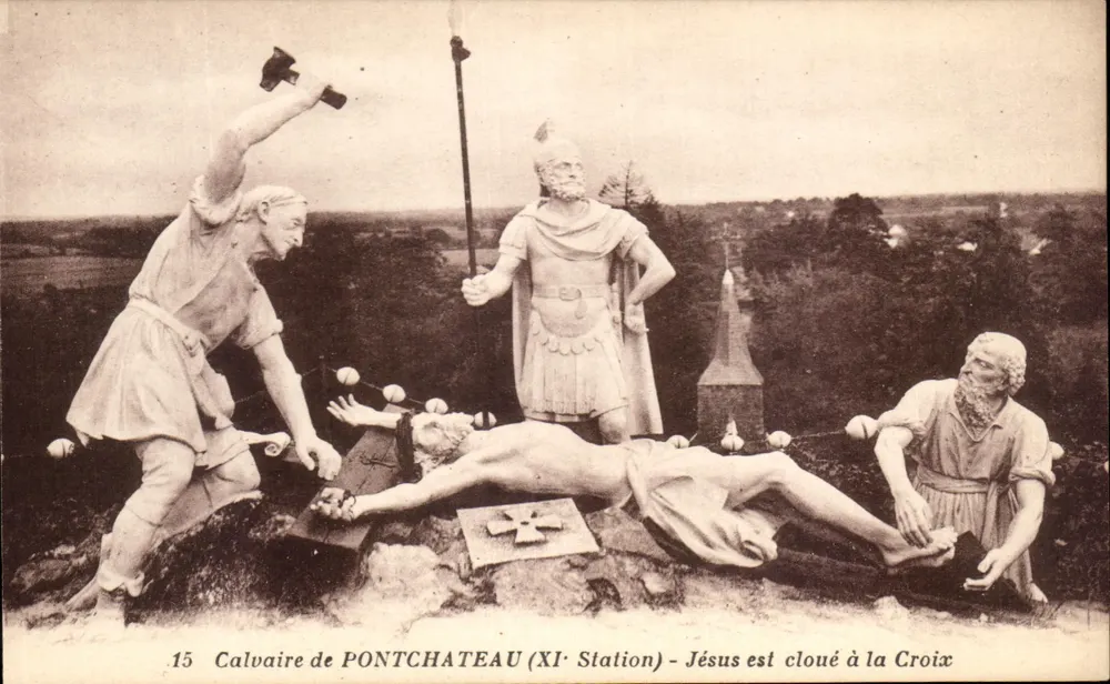 Calvarien von Pontchâteau — Station XI — Jesus wird an die Kreuzigung genagelt — Verlag J. Nozaïs, Nantes - Vorderseite