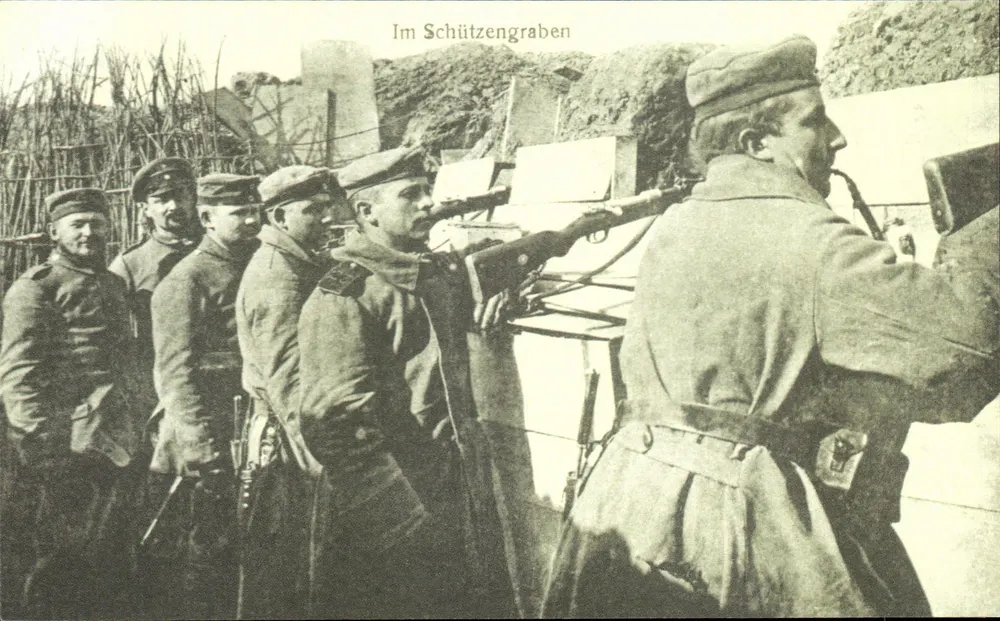 Soldados em trincheira — Im Schützengraben — editor não identificado - Frente