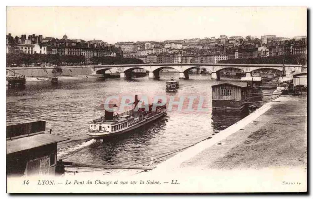 LYON — Der Pont du Change und Ansicht der Saône — LL. - Vorderseite