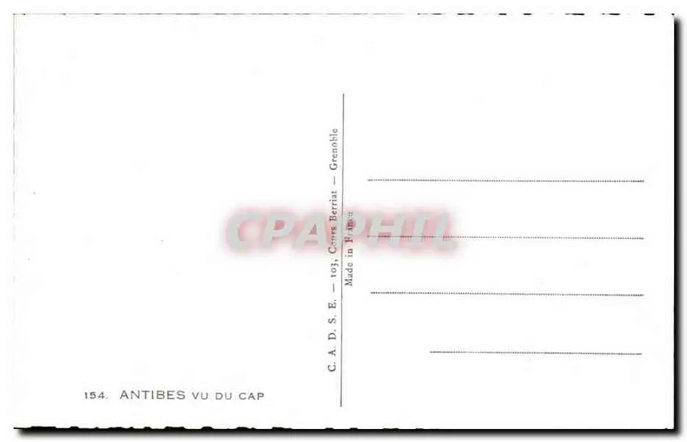 Antibes visto do Cap — vista do cap — editor C.A.D.S.E. n°154 - Verso