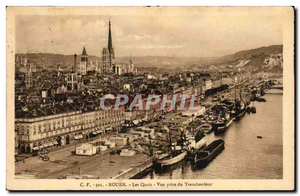 Rouen - Die Quais - Ansicht vom Transbordeur — C.F. - 301 - Vorderseite