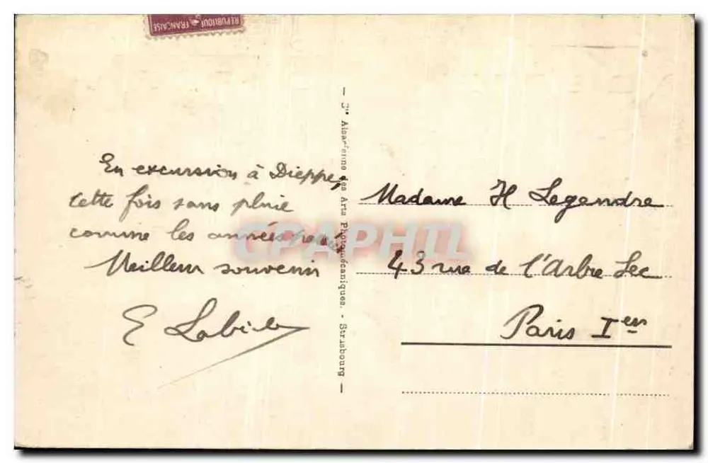 Dieppe - Vista geral do Avant — Editor: Bilhete postal moderno 102 - Verso