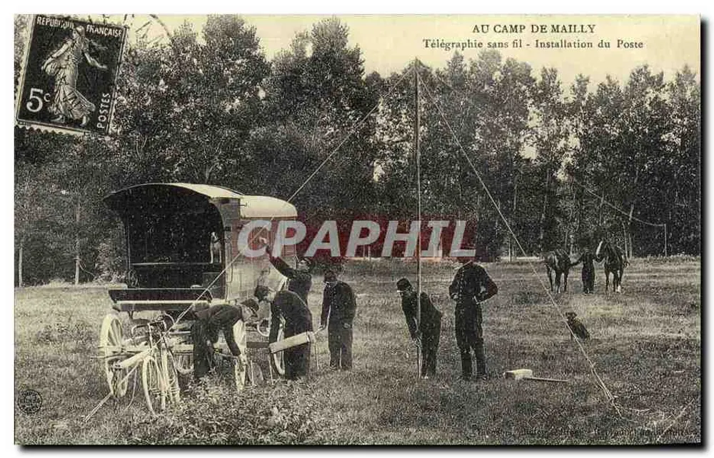 Camp Mailly — Installation einer Funktelegrafenstation — Verlag: Champagnes, Kriege und Militär - Vorderseite