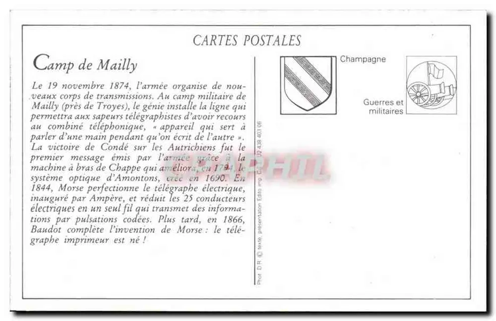 Camp Mailly — Installation einer Funktelegrafenstation — Verlag: Champagnes, Kriege und Militär - Rückseite