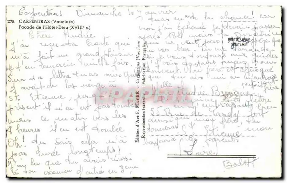 कार्पेंट्रास (वॉक्लस) — होटेल-द्यू के फासाड (18वीं शताब्दी) — एडिशन डी आर्ट एफ. मीयर - पीछे