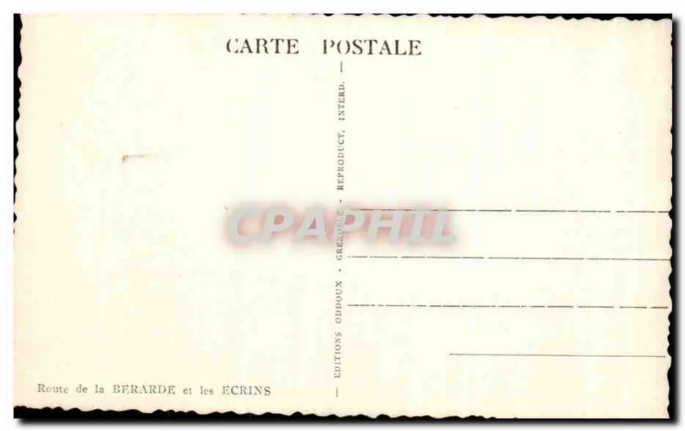Rodovia da Bfrarde e os Fcrins — vista de montanha — Éditions Oiddoux, Grenoble - Verso