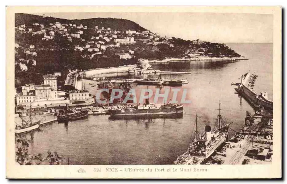 NICE - Ansicht des Hafeneingangs und des Mont Boron — n°224 - Vorderseite