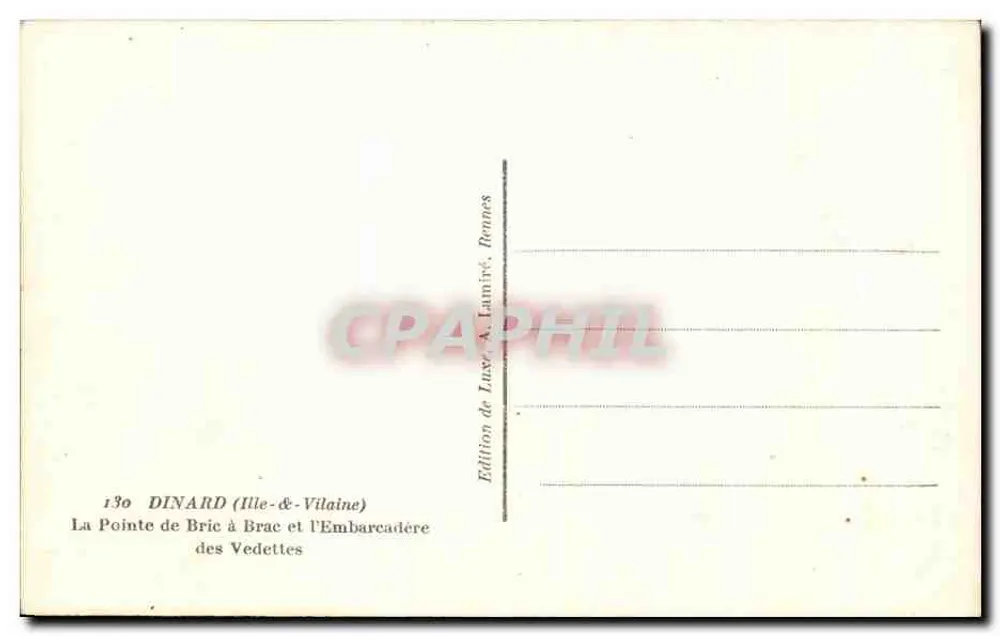 Dinard (Ille-et-Vilaine) — La Pointe de Bric à Brac und der Embarkationspier der Vedettes — Édition de Luxe A. Lamiré, Rennes - Rückseite