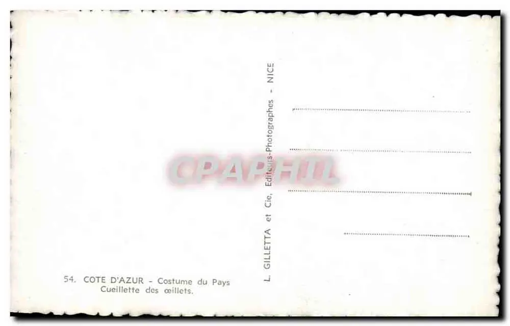Côte d'Azur — Trachten der Region — Rosenpflücken — L. Gilletta & Cie, Nizza - Rückseite
