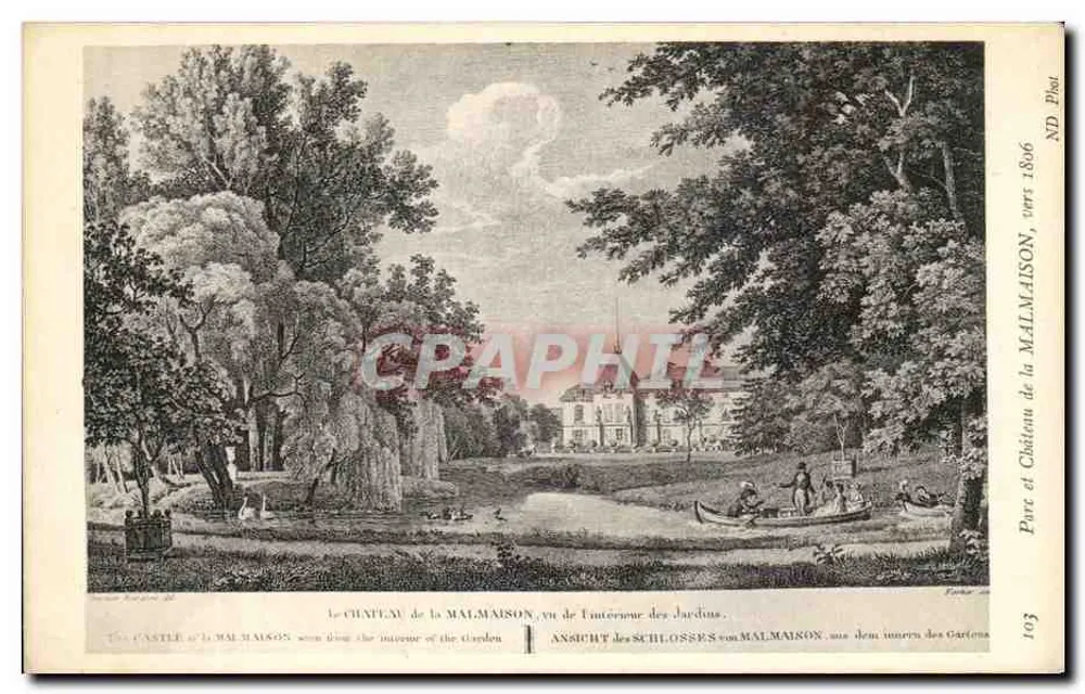 O Castelo de La Malmaison — vista do interior dos jardins — ND Phot, cerca de 1886 - Frente