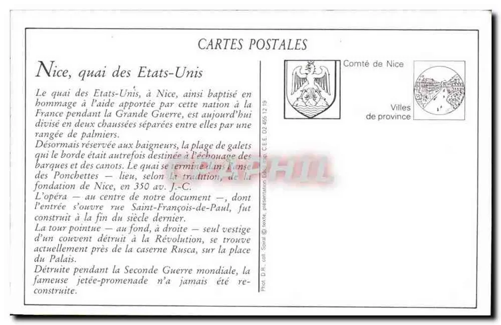 Nice — Der Quai des États-Unis und die Jetée-Promenade — Verlag C.E.E. n°184 - Rückseite