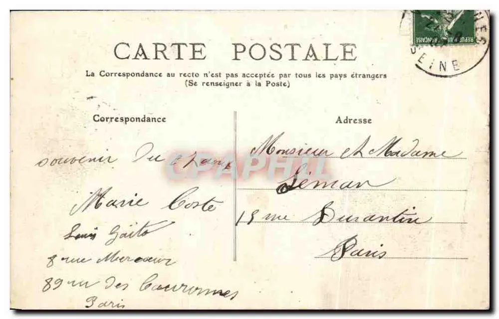 Vincennes — Vieux Fort - La Porte sur le Bois — Verlag Vincennes, n° 33 - Rückseite