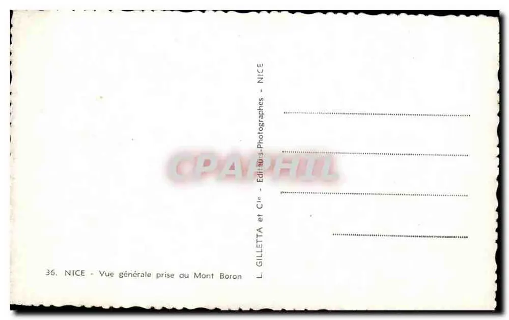 Nizza — Vista generale presa dal Monte Boron — L. Gilletta et Cie, Nizza - Verso