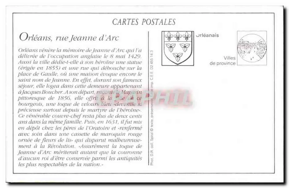 Orléans — Rue Jeanne-d'Arc — editor Spirale, n° 143 - Verso