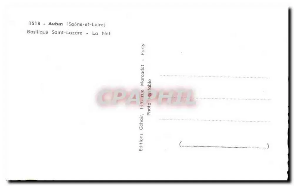 Autun (Saône-et-Loire) — Basílica de São Lazaro — La Nef — Éditions Gehair, Paris - Verso