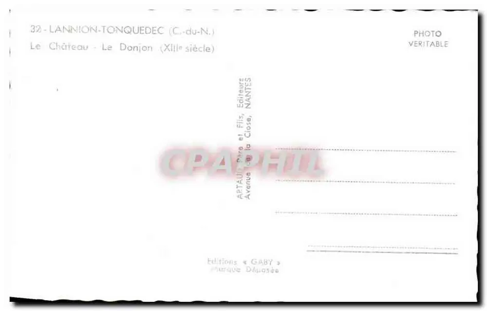 Lannion-Tonquedec — O Donjon (século XIII) — Éditions Gaby, Nantes - Verso