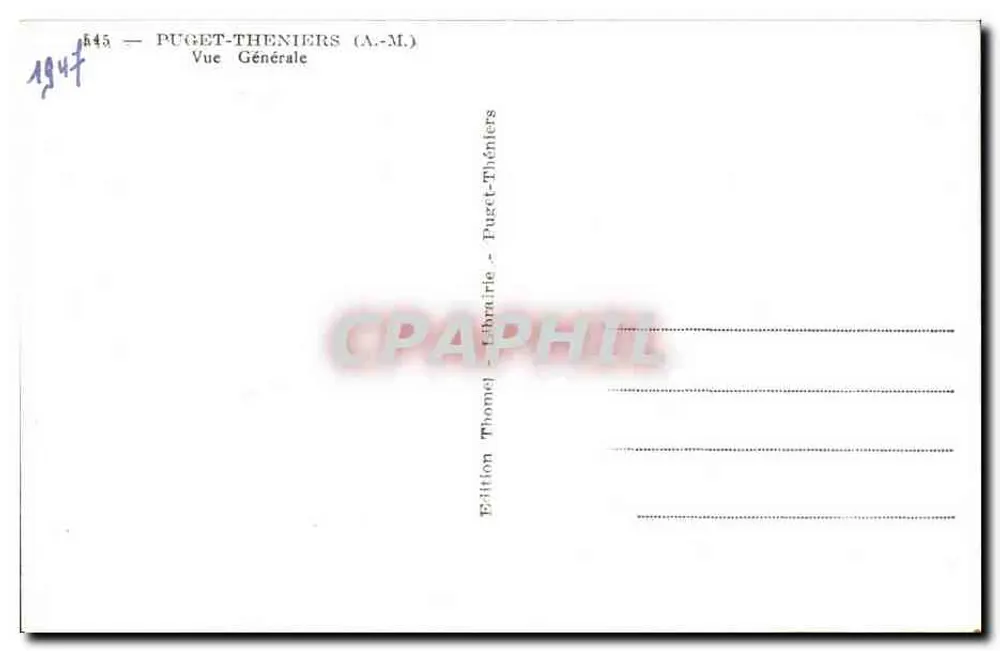 Puget-Théniers (A.-M.) — Vista Geral — Edição Thomel - Verso