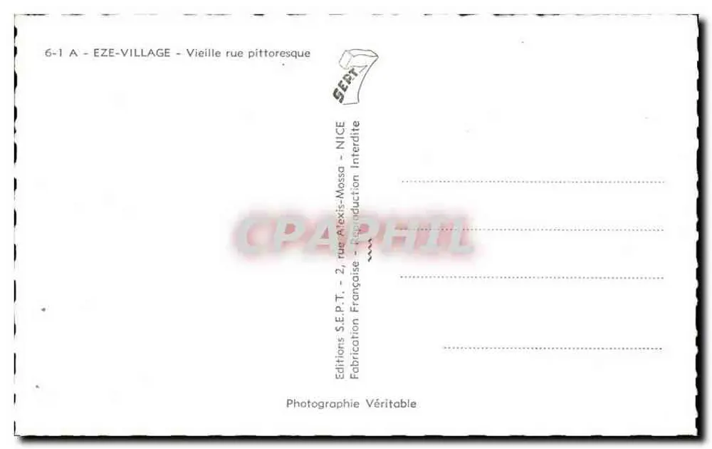 Eze-Village — Pittoreske alte Straße — Editions S.E.P.T. - 2, rue Alexis-Mossa - Nice - Rückseite