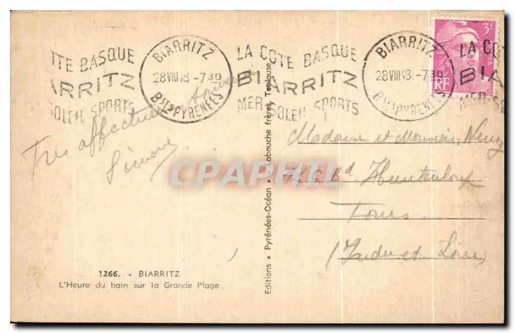 Biarritz — Die Badezeit auf der Grande Plage — Editionen « Labouche-Océan » - Rückseite