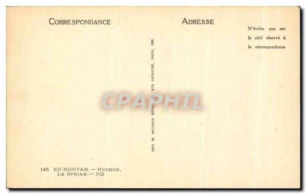 Os rochedos do Esfinge — Em Morvan — Editor: Lévy & Skudoin Réinard, Paris - Verso