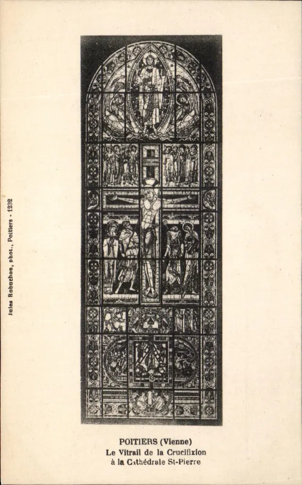 Poitiers (Vienne) — Ansicht des Glasfensters der Kreuzigung in der Kathedrale Saint-Pierre — Jules Robuchon, phot. - 1232 - Vorderseite