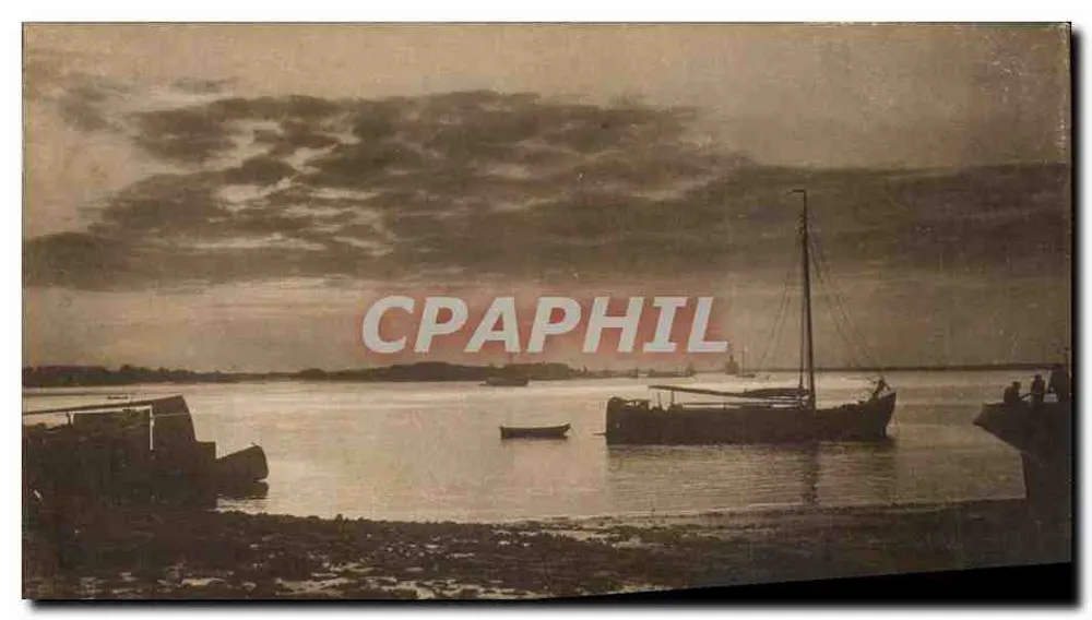 Porto de pesca ao entardecer — Ufficio Rov. Stampe, Milano — N. 161 - Frente