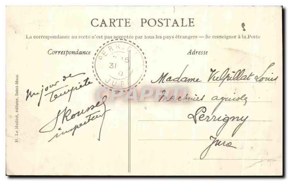 St-Lunaire — Studie einer brechenden Welle — H. Le Maillot, Verlag - Rückseite