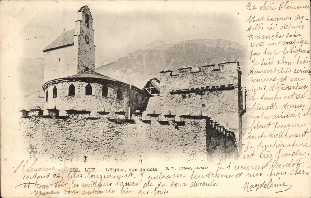 Luz — A Igreja, vista lateral — D. T., Editor, Lourdes, n° 332 - Frente