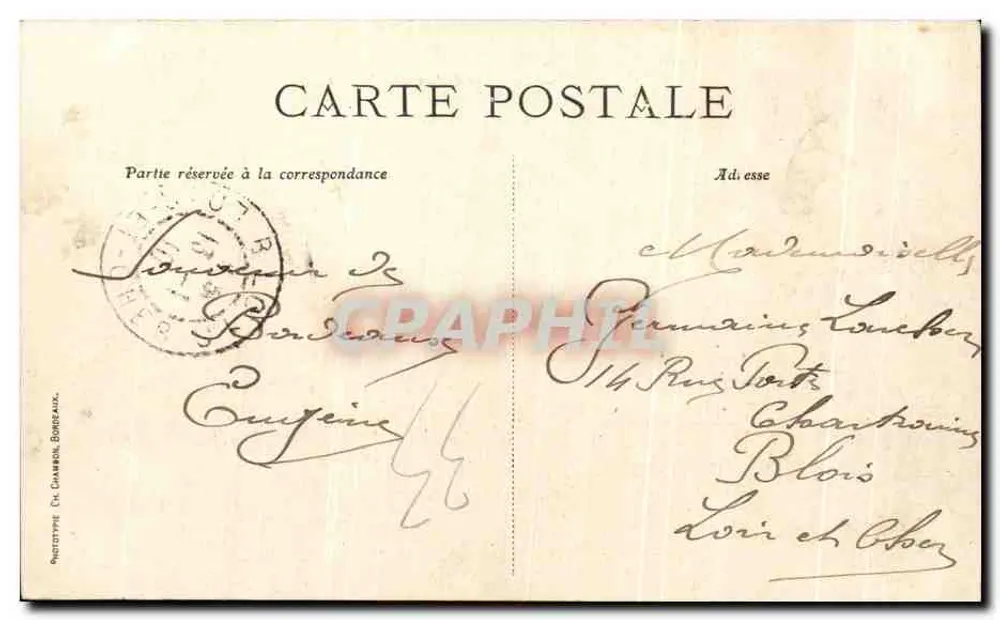Bordeaux — A Praça da Comédia — C.B. - Verso