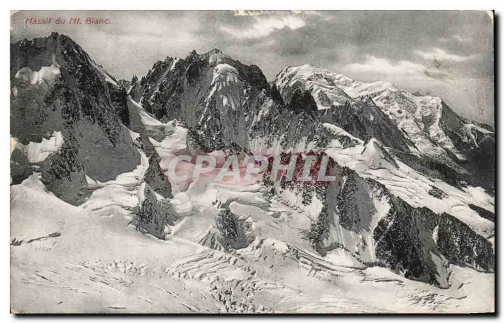 Massif do Monte Branco — vista panorâmica — Marc Honegger, Genebra, n° VI 41244 - Frente