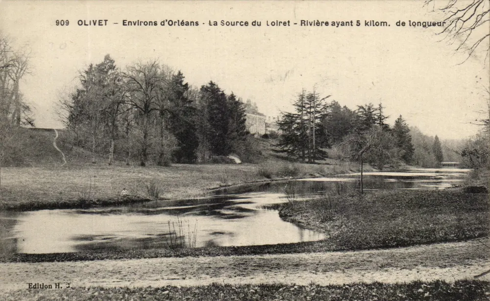 Olivet — Arredores de Orléans — A Fonte do Loiret — Rio com 5 km de comprimento — Edição H. 3 - Frente