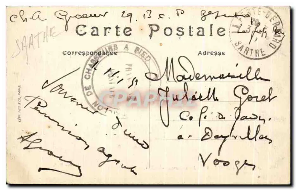 Saint-Léonard-des-Bois — Vista de campo com cruz e montanha — Édition M. L. - Verso