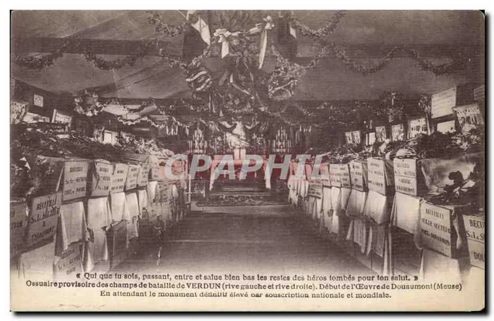 Ossario provvisorio dei campi di battaglia di Verdun — riva sinistra e riva destra — Inizio dell'Opera di Douaumont (Meuse) - Recto