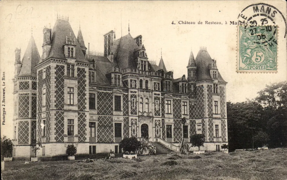 Castelo de Resteau, em Maighe — Fototipia J. Bouvert, Le Mans - Frente