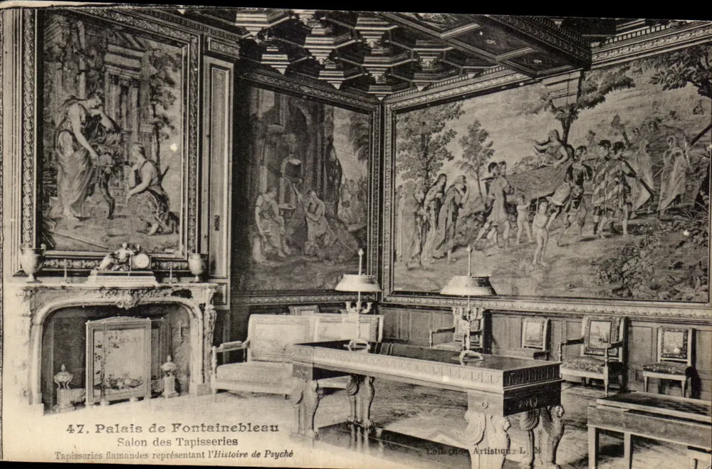 Palast von Fontainebleau — Ansicht des Tapisserie-Salons, der die Geschichte der Psyche darstellt — Künstlerische Sammlung L. D. - Vorderseite
