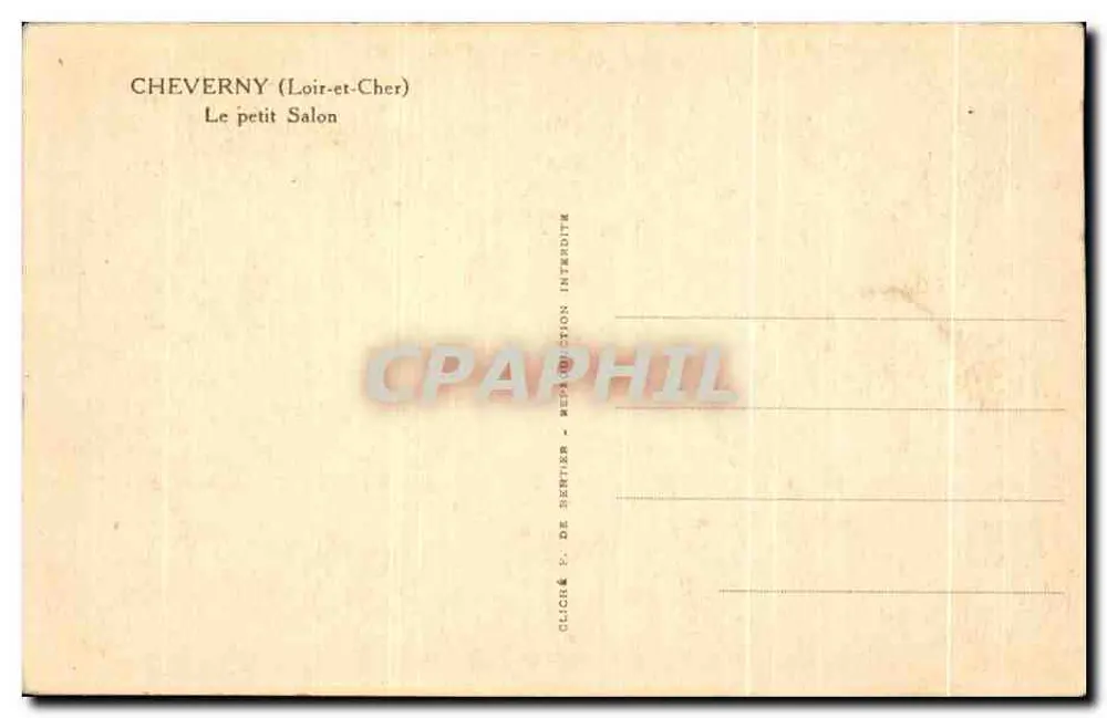 Cheverny (Loir-et-Cher) — O pequeno Salão — Cliché P. de Bertillier - Verso