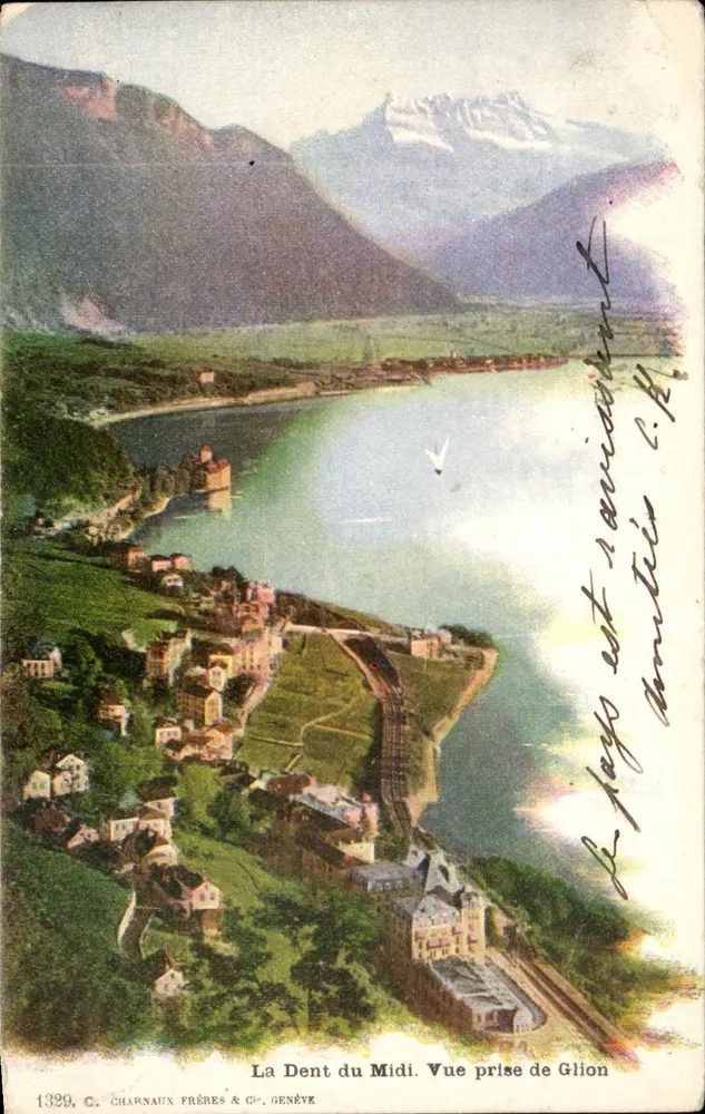 La Dent du Midi. Vue prise de Glion — éditeur C. Charnaux Frères & Cie, Genève, n° 1329 - Frente