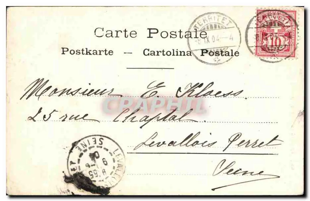 La Dent du Midi. Vue prise de Glion — éditeur C. Charnaux Frères & Cie, Genève, n° 1329 - Verso