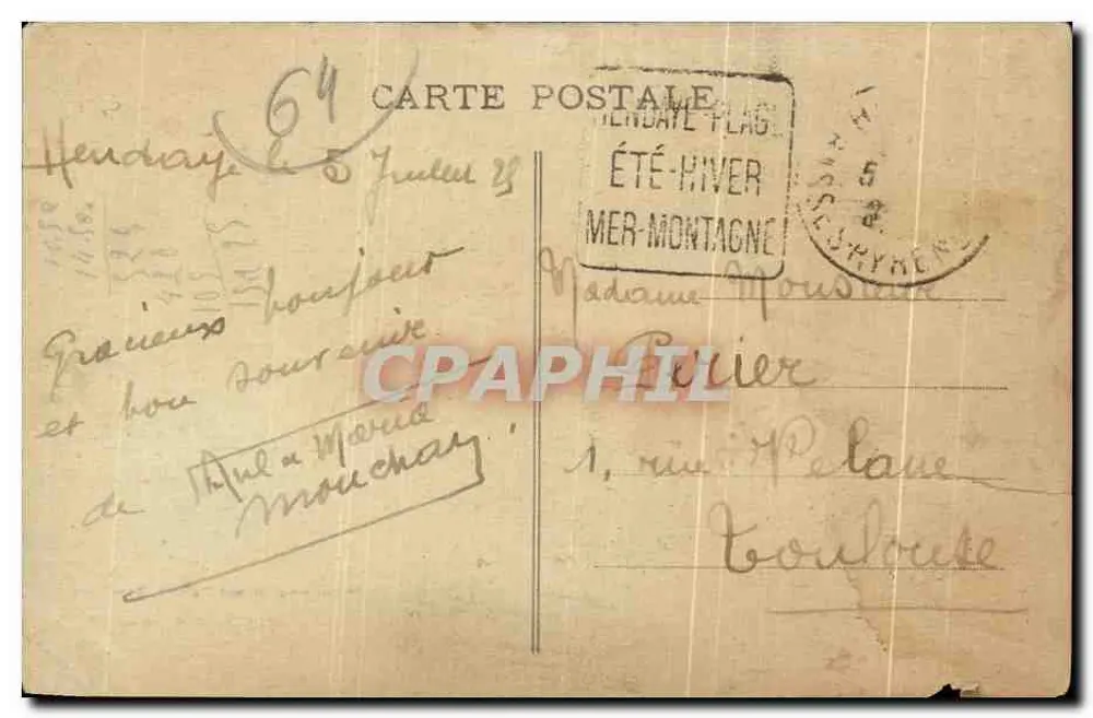 Hendaye (B.-P.) — La Côte espagnole à la tombée du jour, Marés basse — Phototype Marcel Delboy, Bordeaux, n° 119 - Rückseite