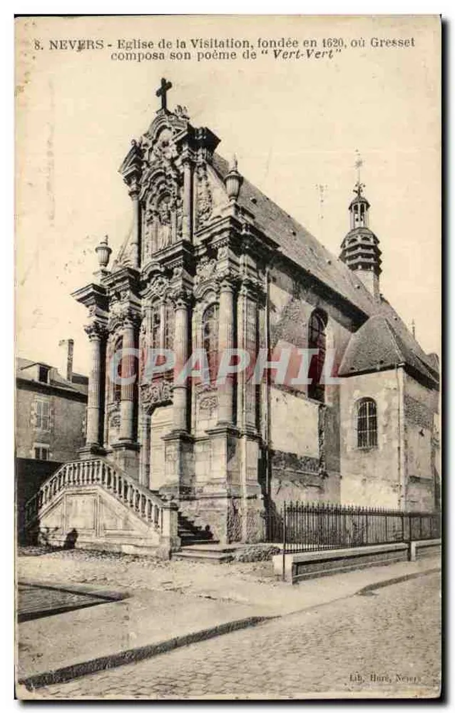 Nevers - Igreja da Visitação, fundada em 1620, onde Gresset compôs seu poema 'Vert-Vert' - Frente