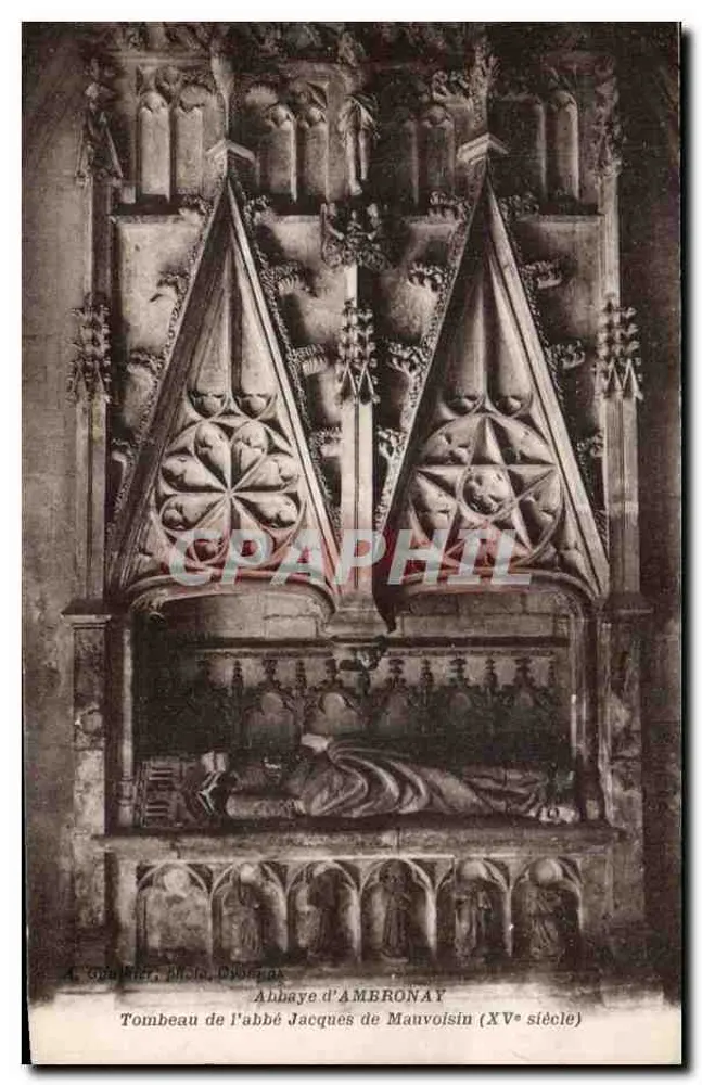 Grabmal des Abbé Jacques de Manvoisin — Abtei Ambronay, 15. Jahrhundert — A. Guiller, Verlag, Dijon - Vorderseite
