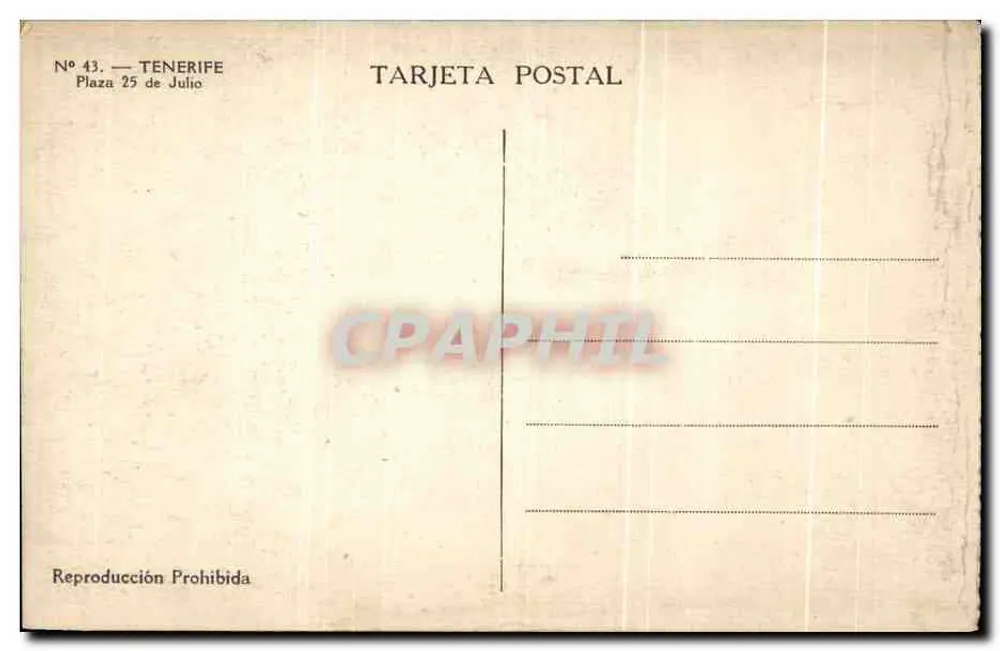 Plaza 25 de Julio — Tenerife — n° 43 - Verso