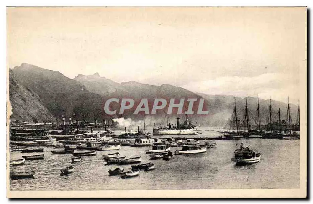 Hafen von Santa Cruz de Tenerife — Ansicht des Hafens mit Dampfschiffen und Segeln — unbekannter Verlag, Nr. 20 - Vorderseite